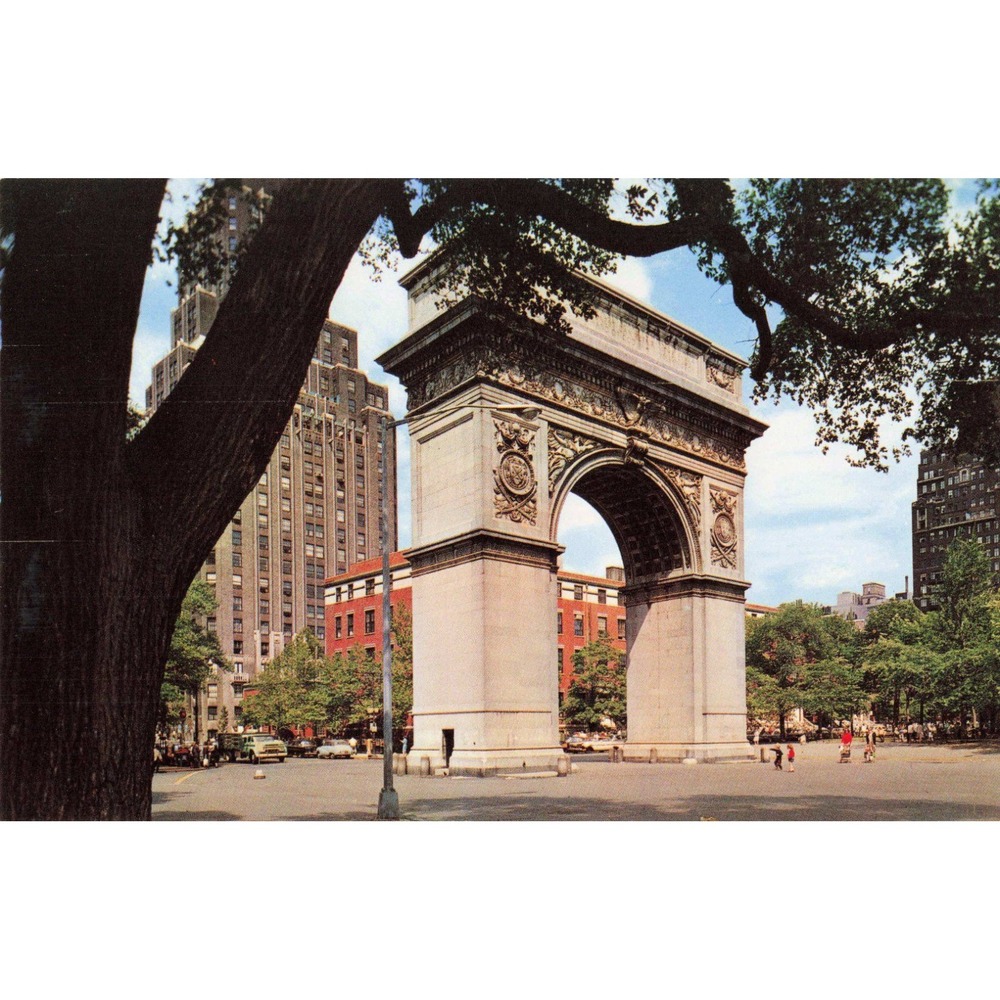 Washington Square Marble Arch NYC Postcard Mike Roberts Alfred Mainzer 486